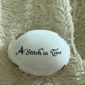 Jubilee China Fine Bone A Stitch in Time Egg Dish Box - Floral Trinket Sewing